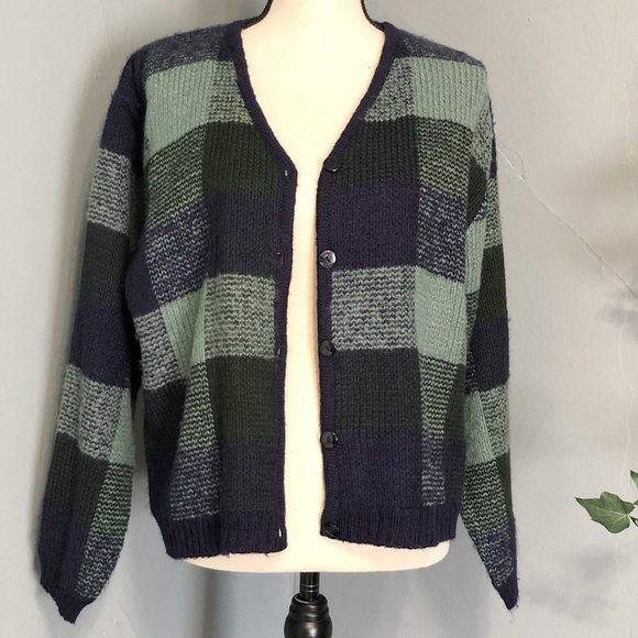 Christopher & Banks Sweaters - Christopher & Banks WOOL Green Plaid Sweater